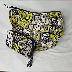 Vera Bradley CITRON Pattern Carryall Crossbody  Handbag Purse With Wallet Set